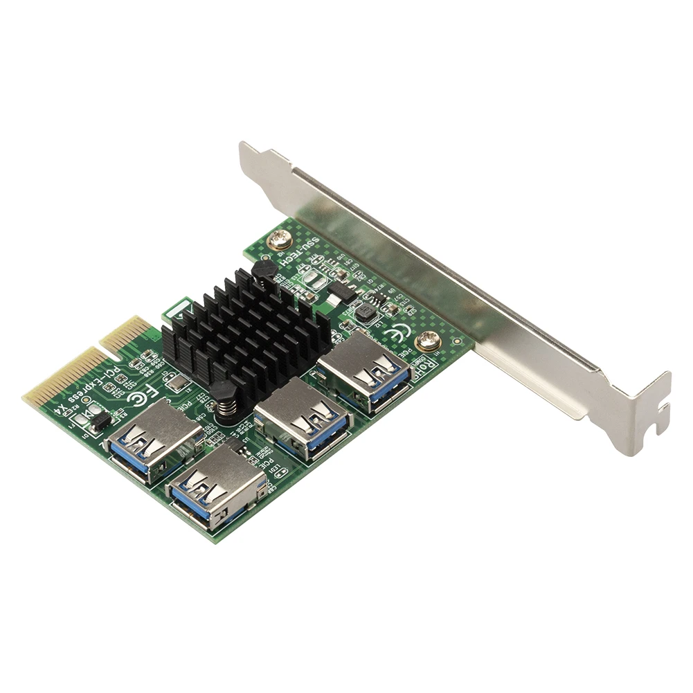 PCIE 1 to 4 Extender PCI-E to PCI-E Adapter 1 Turn 4 PCI Express Slot 1x to 4x 16x USB 3.0 Riser Mining Multiplier Add on Card
PCIE 1 to 4 Extender PCI-E to PCI-E Adapter 1 Turn 4 PCI Express Slot 1x to 4x 16x USB 3.0 Riser Mining Multiplier Add on Card