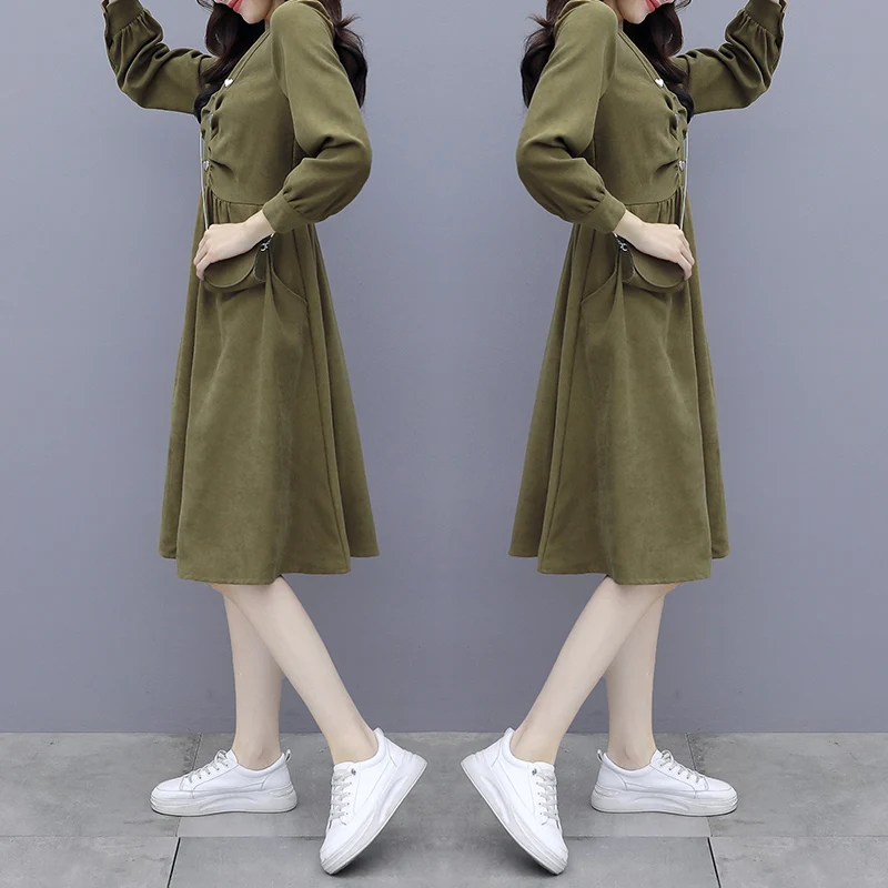 Chiffon Loose Women Dresses New Fashion Solid Color V-neck Long Sleeve Dress Autumn A-LINE Knee-Length Houthion
Chiffon Loose Women Dresses New Fashion Solid Color V-neck Long Sleeve Dress Autumn A-LINE Knee-Length Houthion