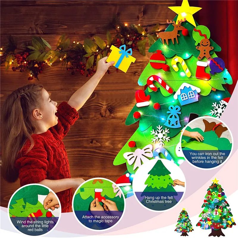 LED Light Felt Christmas Tree Children DIY Merry Christmas Decoration for Home Ornaments Navidad Gifts 2022 New Year Present
LED Light Felt Christmas Tree Children DIY Merry Christmas Decoration for Home Ornaments Navidad Gifts 2022 New Year Present