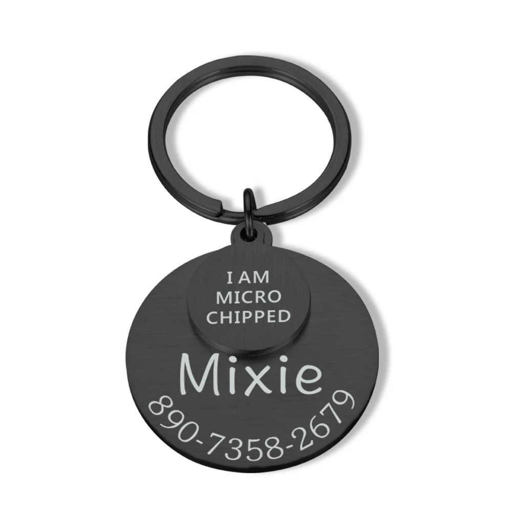 Personalized Dog Cat ID Tag Keychain I Am Microchipped Name Number Stainless Steel Keyring Pet Id Collar | Украшения и аксессуары
