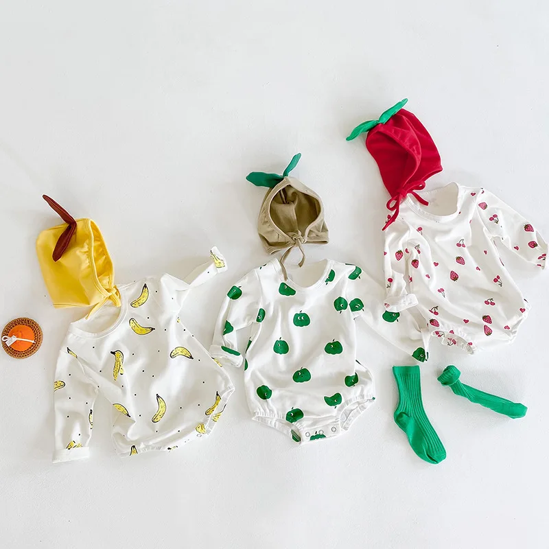0-2years Fall Long Sleeve Baby Girls Baby Boys Bodysuits Infant Toddler Fruit Print Romper with Hat 2pcs Newborn Jumpsuit KF667
0-2years Fall Long Sleeve Baby Girls Baby Boys Bodysuits Infant Toddler Fruit Print Romper with Hat 2pcs Newborn Jumpsuit KF667
