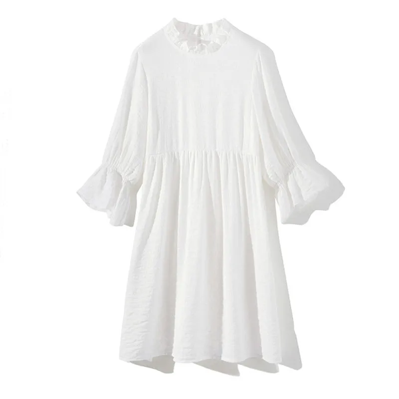 Women Casual Ruffles Solid Loose Mini Dress Ladies O Neck Seven Sleeve Party Dress 2021 Summer New Fashion Women Straight Dress
Women Casual Ruffles Solid Loose Mini Dress Ladies O Neck Seven Sleeve Party Dress 2021 Summer New Fashion Women Straight Dress