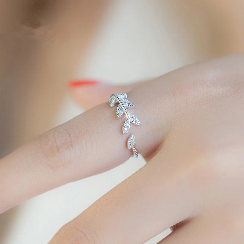 925 Sterling Silver Crystal Leaf Adjustable Open Rings For Women Wedding Birthday Creative Fashion Jewelry jz074
925 Sterling Silver Crystal Leaf Adjustable Open Rings For Women Wedding Birthday Creative Fashion Jewelry jz074