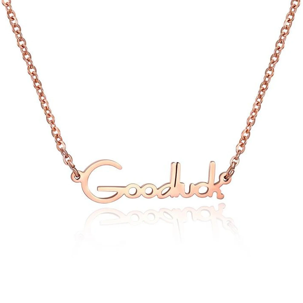 Fashion Rose Gold Goodluck choker collares Pendant Necklaces For Women Trendy Stainless Steel Chain Collar Jewelry Wholesale
Fashion Rose Gold Goodluck choker collares Pendant Necklaces For Women Trendy Stainless Steel Chain Collar Jewelry Wholesale