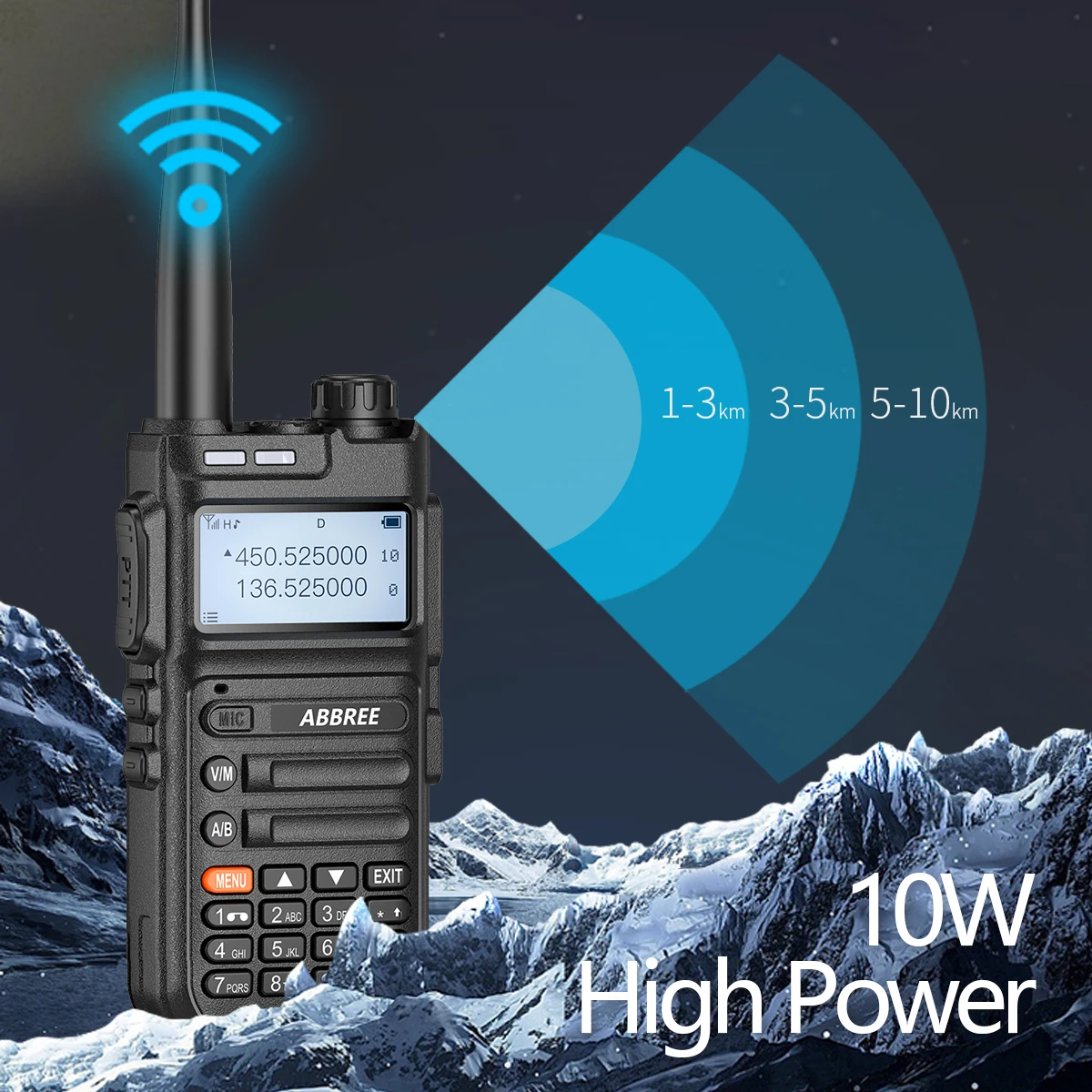 ABBREEAR-F5 Walkie Talkie Automatic Wireless Copy Frequency 10W 136-520MHz Long Range USB Charging Upgrade Baofeng UV-5R Radio