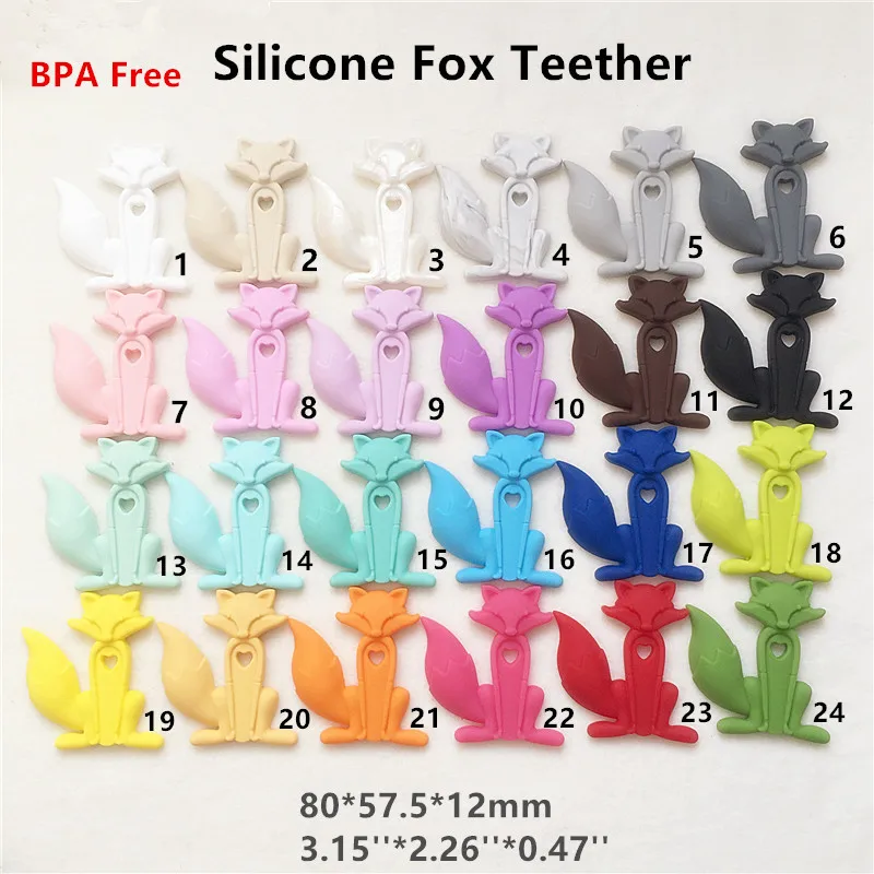 

Chenkai 20PCS BPA Free Safe Silicone Fox Teether Pendant DIY Nursing Necklace Baby Pacifier Dummy Sensory Toy Teething Gfit