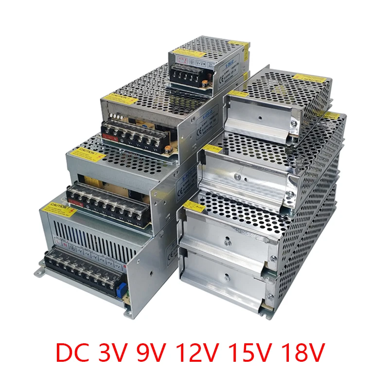 

AC DC 3V 9V 12V 15V 18V Power Supply 3 9 12 15 18 V Volt 1A 2A 3A 5A 1-50A Transformers 220V TO 12V Switching Power Supply SMPS