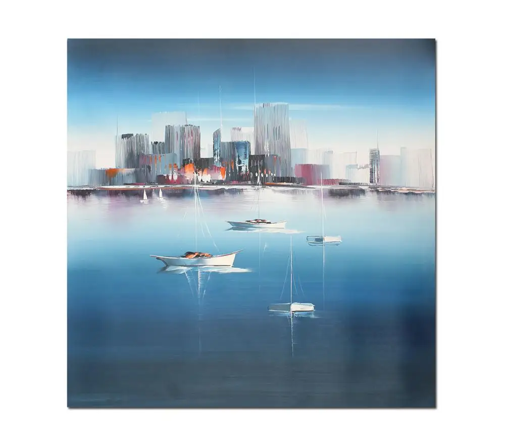 Handpainted Calm Harbour Oil Paintings on Canvas Wall Art for Living Room Blue Art for Bedroom Bathroom Wall Decor
Handpainted Calm Harbour Oil Paintings on Canvas Wall Art for Living Room Blue Art for Bedroom Bathroom Wall Decor