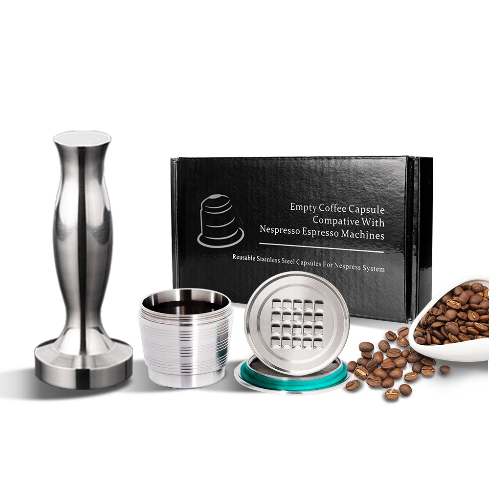 4PC/Set Nespresso Stainless Steel Refillable Coffee Capsule Coffee Tamper Reusable Coffee Pod Business Birthday Coffeeware Gift
4PC/Set Nespresso Stainless Steel Refillable Coffee Capsule Coffee Tamper Reusable Coffee Pod Business Birthday Coffeeware Gift