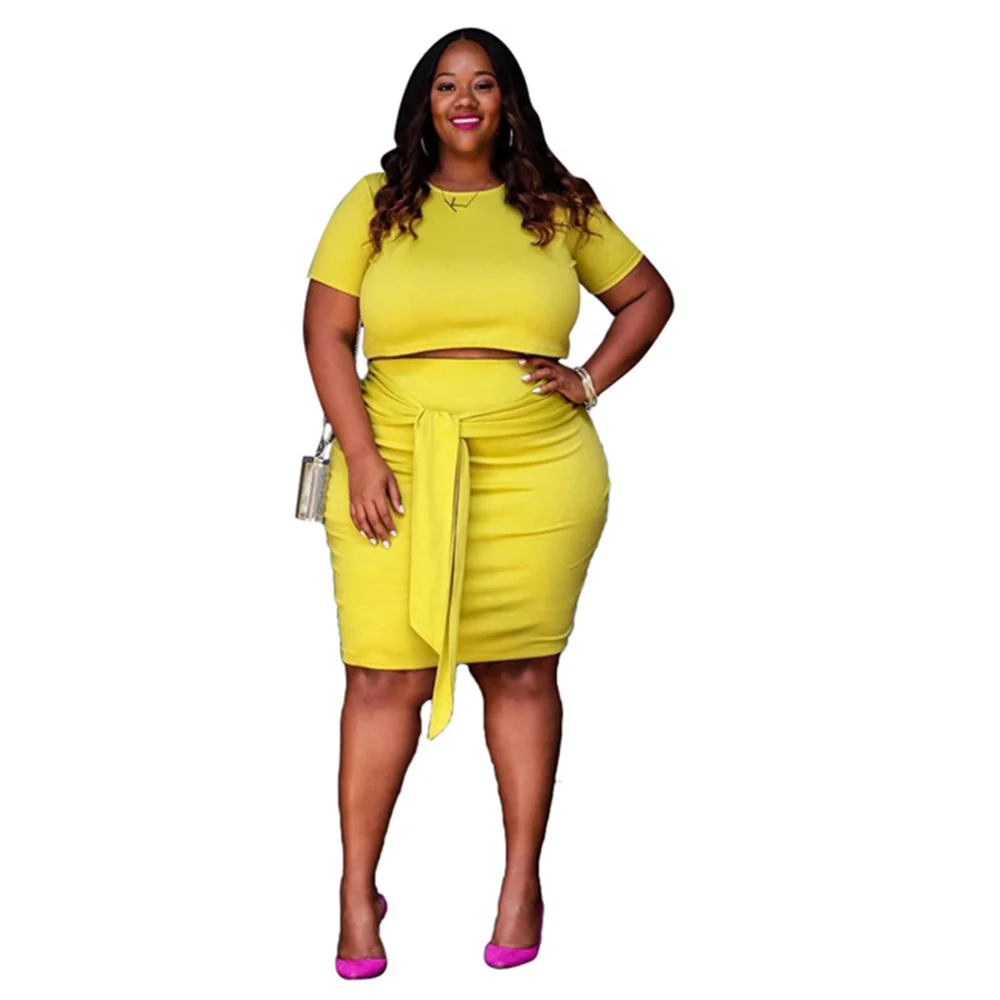 RStylish 2021 Women Outfits Plus Size Set Solid Color O Neck Short Sleeve Crop Top Lace Up Knee Length Skirt Summer 2 Piece Suit
RStylish 2021 Women Outfits Plus Size Set Solid Color O Neck Short Sleeve Crop Top Lace Up Knee Length Skirt Summer 2 Piece Suit