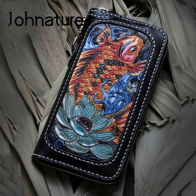 Johnature High Quality Handmade Carved Genuie Leather Women Wallet 2022 New Retro Long Wallet Card Holder Multi-card Purse
Johnature High Quality Handmade Carved Genuie Leather Women Wallet 2022 New Retro Long Wallet Card Holder Multi-card Purse
