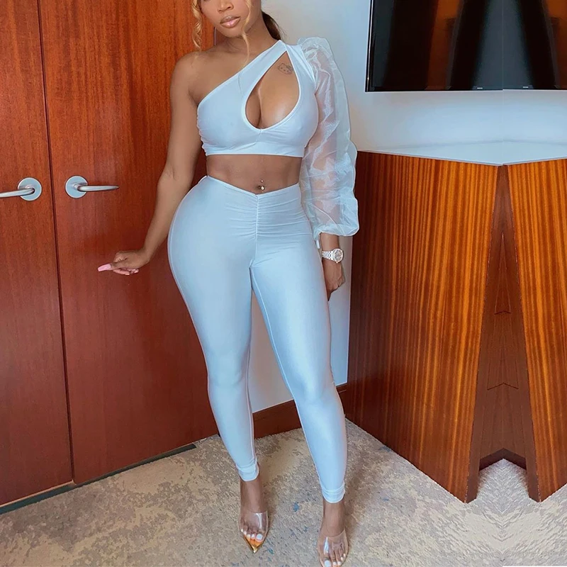Autumn Fashion Outfits Top and Panys Set Wome One Shoulder Mesh Puff Long Sleeve Two Piece Set Bodycon Pencil Pants Outfits
Autumn Fashion Outfits Top and Panys Set Wome One Shoulder Mesh Puff Long Sleeve Two Piece Set Bodycon Pencil Pants Outfits