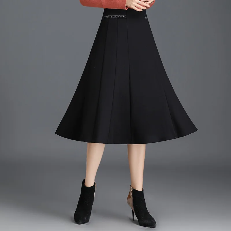 Fashion High Waist A-line Big Swing Black Skirt for Women Autumn Winter Elegant Loose Casual Mid-long Skirts Office Lady 6619
Fashion High Waist A-line Big Swing Black Skirt for Women Autumn Winter Elegant Loose Casual Mid-long Skirts Office Lady 6619