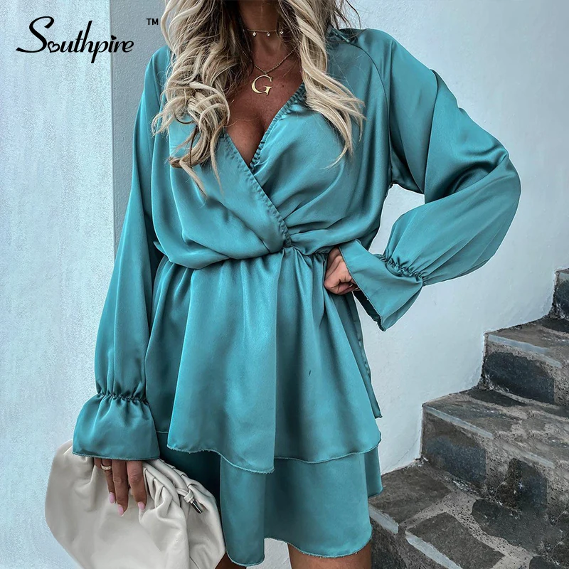 Southpire Women's Sexy V-Neck Long Sleeve Solid Casual Dress Fashion Ruffle Mini Party Dress Summer Ladies Daily Clothing 2022
Southpire Women's Sexy V-Neck Long Sleeve Solid Casual Dress Fashion Ruffle Mini Party Dress Summer Ladies Daily Clothing 2022