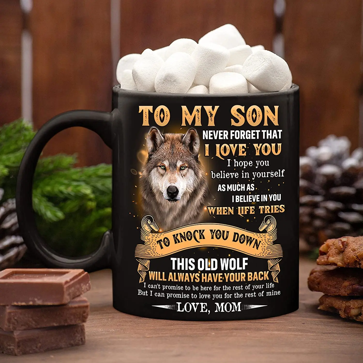 Coffee Mug To My Son Wolf Mug Never Forget That I Love You From Dad Black Tea Cup GIft for my lovly son 11 oz 
Coffee Mug To My Son Wolf Mug Never Forget That I Love You From Dad Black Tea Cup GIft for my lovly son 11 oz