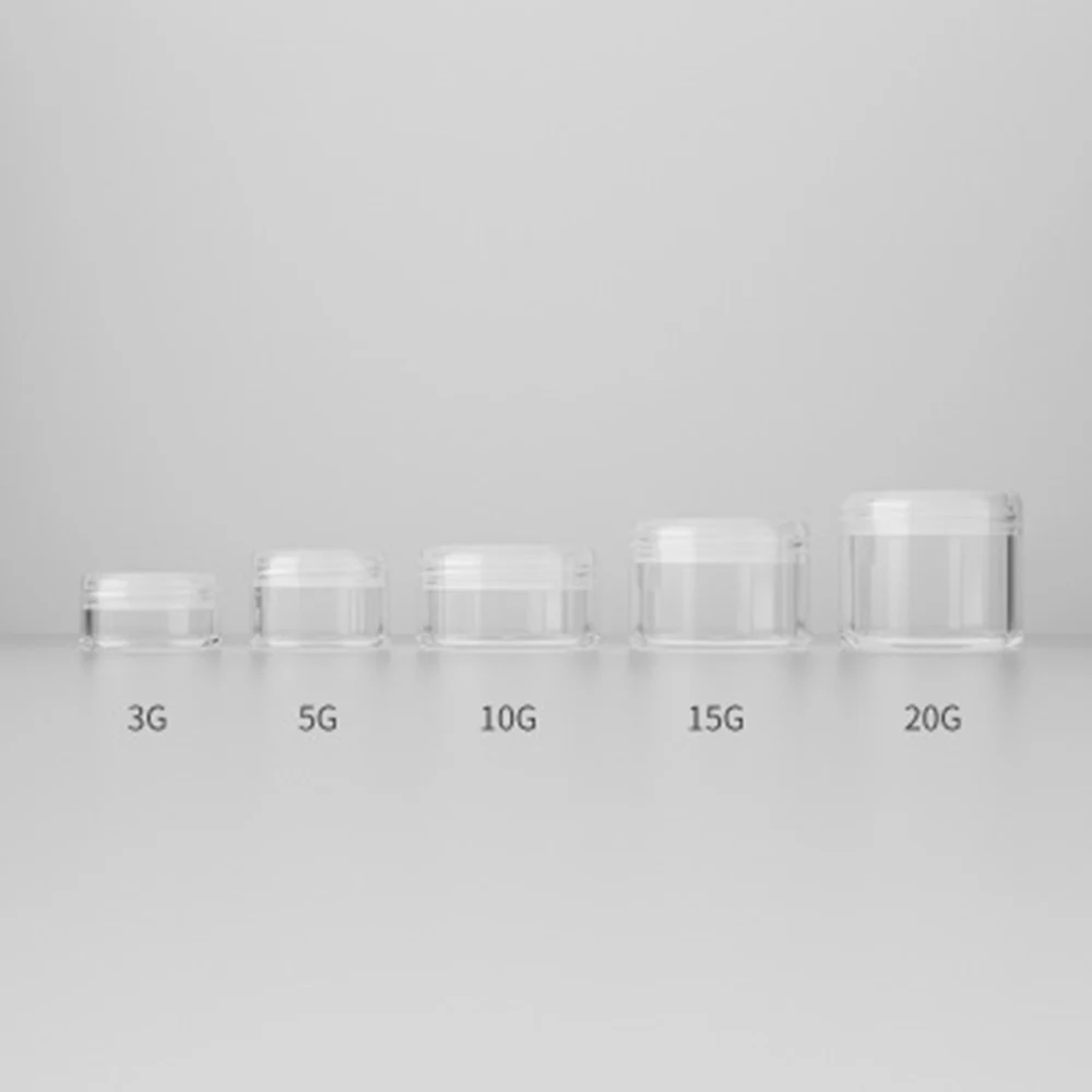 3g/5g/10g/15g/20g Plastic Transparent Empty Makeup Jar Pot Refillable Sample Bottles Travel Face Cream Lotion Cosmetic Container
3g/5g/10g/15g/20g Plastic Transparent Empty Makeup Jar Pot Refillable Sample Bottles Travel Face Cream Lotion Cosmetic Container