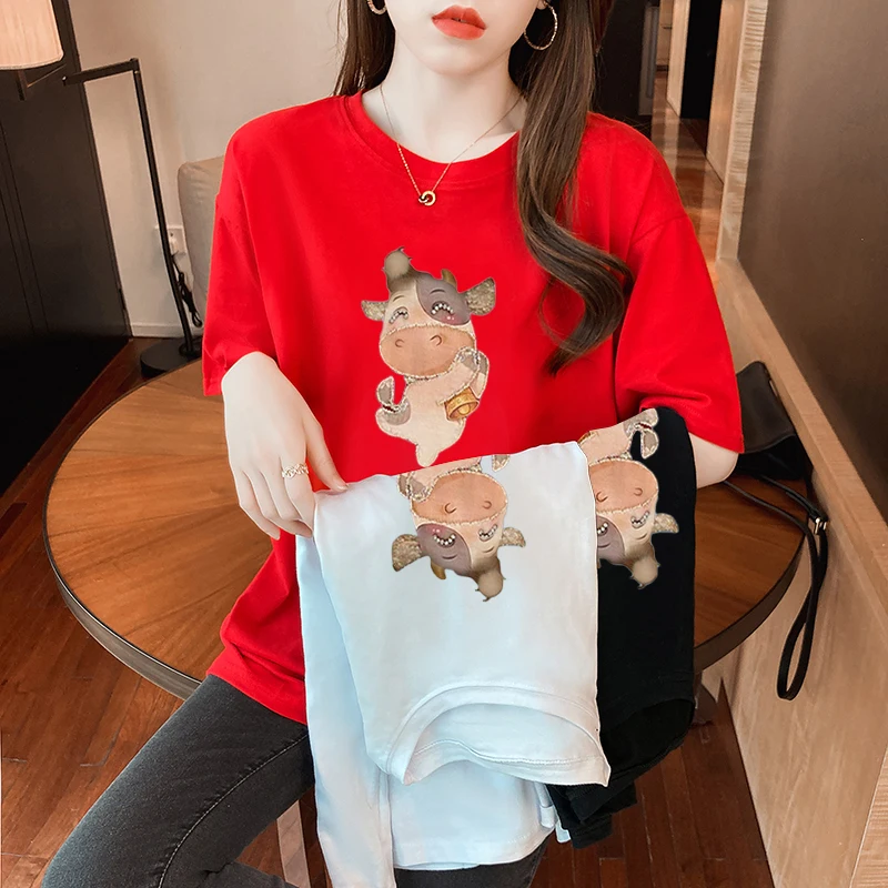 Женские летние футболки, хлопковые офисные Топы с коротким рукавом и мультипликационным принтом, рубашки с круглым вырезом, новинка 2021, жен...
Женские летние футболки, хлопковые офисные Топы с коротким рукавом и мультипликационным принтом, рубашки с круглым вырезом, новинка 2021, жен...