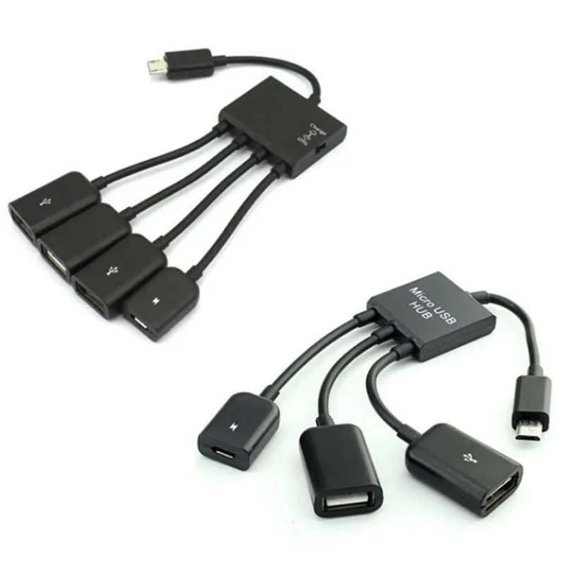 

1 шт. 4 в 1 микро USB хост OTG зарядный концентратор Шнур адаптер сплиттер для смартфонов Android планшет черный кабель 20 см
