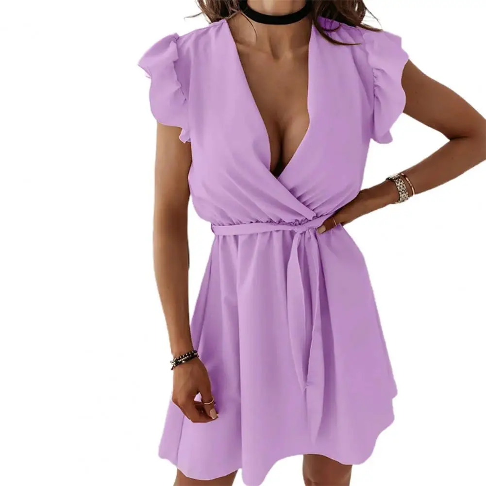Summer Mini Dress Women V-neck Casual Loose Lacework Sleeve High Waist Female Ladies Cross Collar Dress Summer Evening Party
Summer Mini Dress Women V-neck Casual Loose Lacework Sleeve High Waist Female Ladies Cross Collar Dress Summer Evening Party