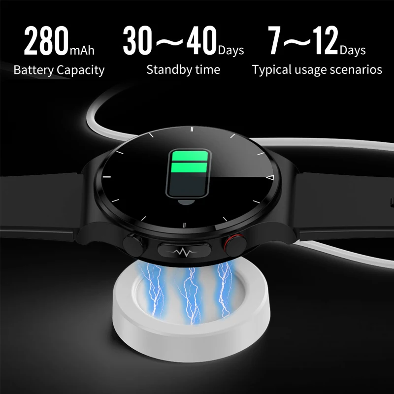 LIGE Health Smart Watch Men ECG+PPG Body Temperature Blood Pressure Heart Rate Waterproof Wireless Charger Smartwatch 360*360 HD |