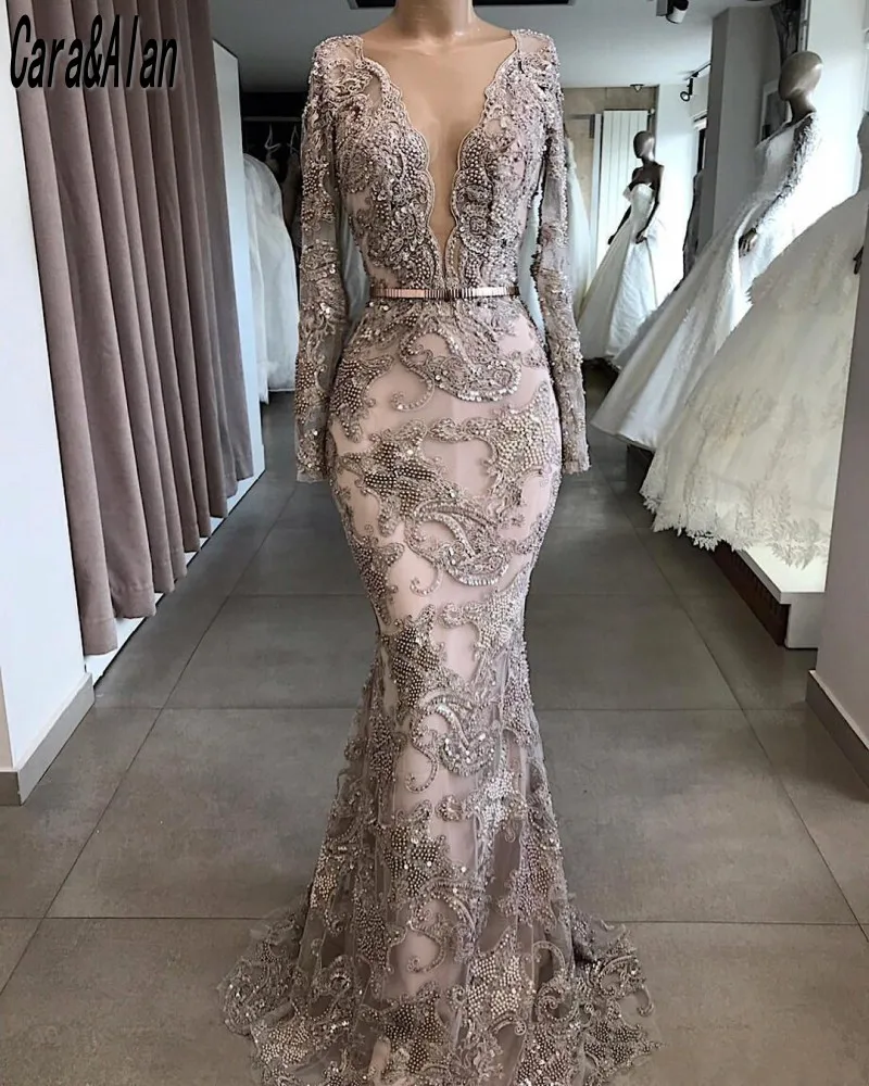Luxury Beaded Mermaid Evening Dresses Long Sleeves Sheer Neck Lace Applique Prom Dress for Women Formal Party Gowns
Luxury Beaded Mermaid Evening Dresses Long Sleeves Sheer Neck Lace Applique Prom Dress for Women Formal Party Gowns