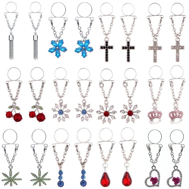 2Pcs Zircon Cross Nipple Piercing Ring Stainless Steel Sexy Flower Dangle Nipple Rings Jewelry Faux Tepel Piercing
2Pcs Zircon Cross Nipple Piercing Ring Stainless Steel Sexy Flower Dangle Nipple Rings Jewelry Faux Tepel Piercing