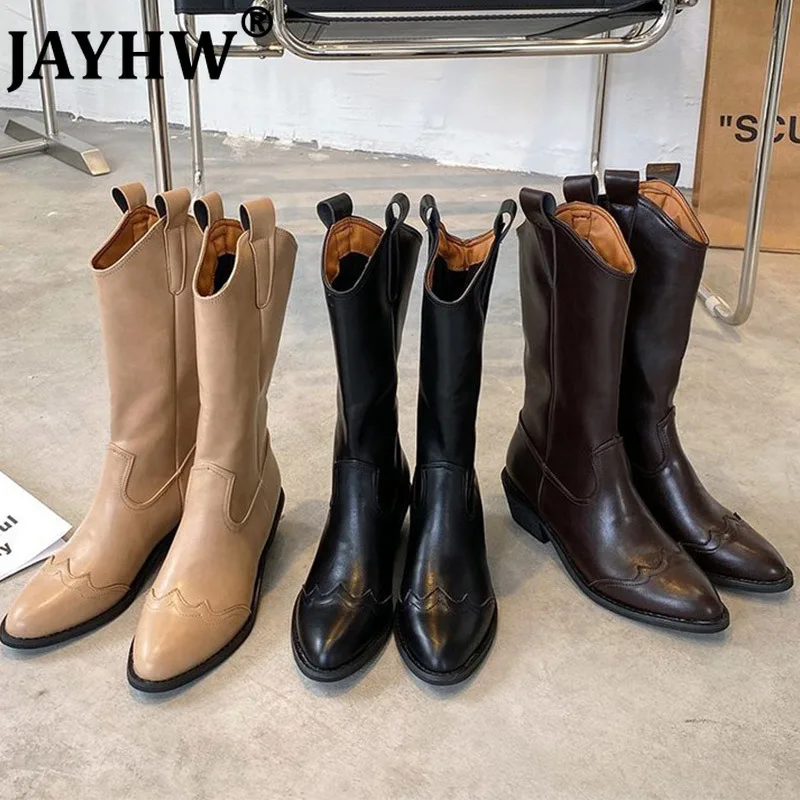JAYHW Women's Western Mid Calf Boots Ladies Black Leather Cowboy Retro Woman Working Oxford Shoes Female Vintage Casual Boots
JAYHW Women's Western Mid Calf Boots Ladies Black Leather Cowboy Retro Woman Working Oxford Shoes Female Vintage Casual Boots