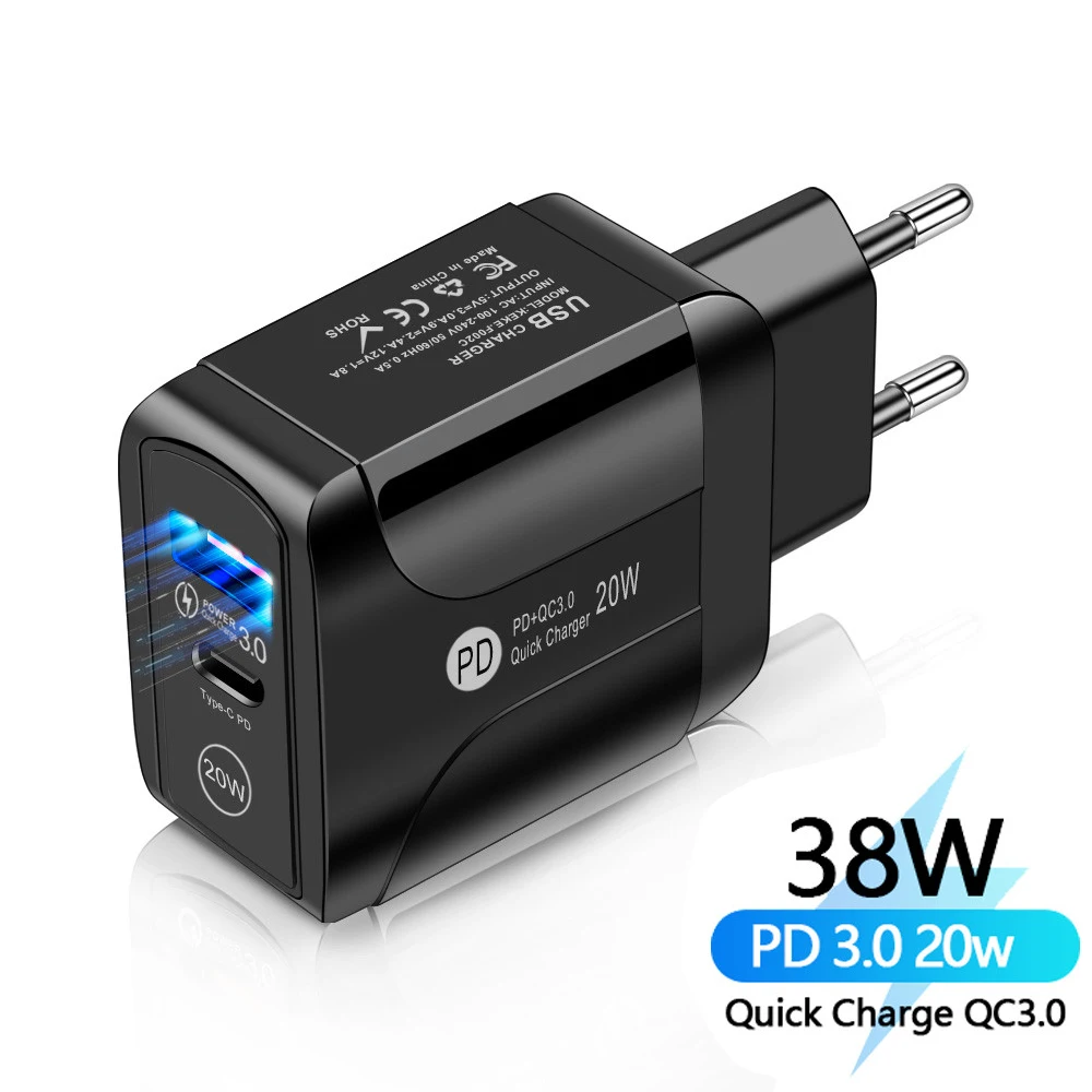Charger 38W PD Quick Charge 3.0 iPhone12 11 Type C Fast Charger 3.0 For Xiaomi Samsung Mobile Phone Charger
Charger 38W PD Quick Charge 3.0 iPhone12 11 Type C Fast Charger 3.0 For Xiaomi Samsung Mobile Phone Charger