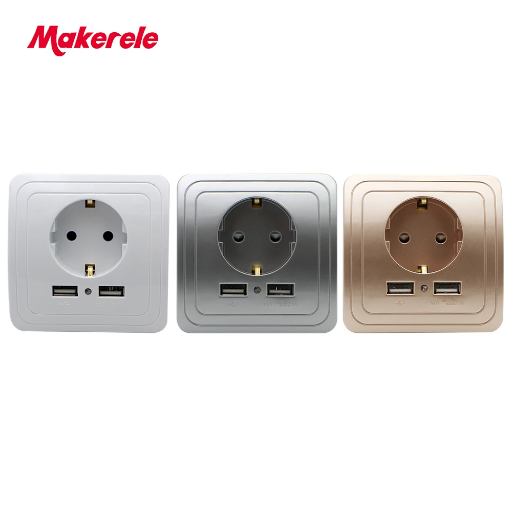 Makerele Power Outlet EU Standard 16A 250V Wall Socket with 5V 2A dual USB ports 86type
Makerele Power Outlet EU Standard 16A 250V Wall Socket with 5V 2A dual USB ports 86type