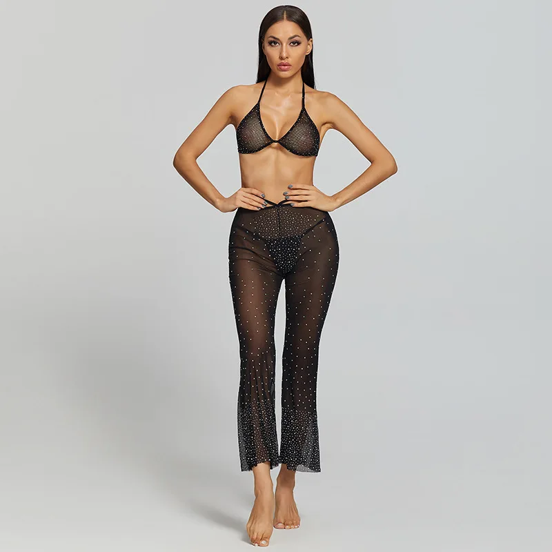 Bling Rhinestones Sequins Mesh Sheer Bikini Set Crystal Diamond Sexy Women Bathing Swimsuit Net Clothes 
Bling Rhinestones Sequins Mesh Sheer Bikini Set Crystal Diamond Sexy Women Bathing Swimsuit Net Clothes