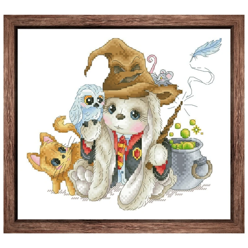 Magic rabbit cross stitch kits cartoon bunny pattern 18ct 14ct 11ct white fabric cotton thread DIY embroidery kit for beginners
Magic rabbit cross stitch kits cartoon bunny pattern 18ct 14ct 11ct white fabric cotton thread DIY embroidery kit for beginners