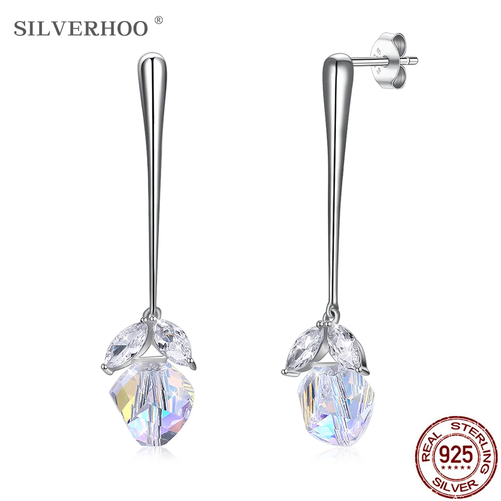 SILVERHOO 925 Sterling Silver Earring For Women Irregular Long Tassel Drop Earrings Classic Austria Crystal Shining Fine Jewelry
SILVERHOO 925 Sterling Silver Earring For Women Irregular Long Tassel Drop Earrings Classic Austria Crystal Shining Fine Jewelry
