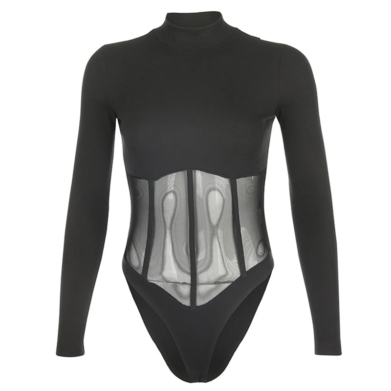 Casual Turtleneck Long Sleeve Slim Bodycon Bodysuit Sexy Women Bodysuit See Through Mesh Patchwork Skinny Rompers
Casual Turtleneck Long Sleeve Slim Bodycon Bodysuit Sexy Women Bodysuit See Through Mesh Patchwork Skinny Rompers
