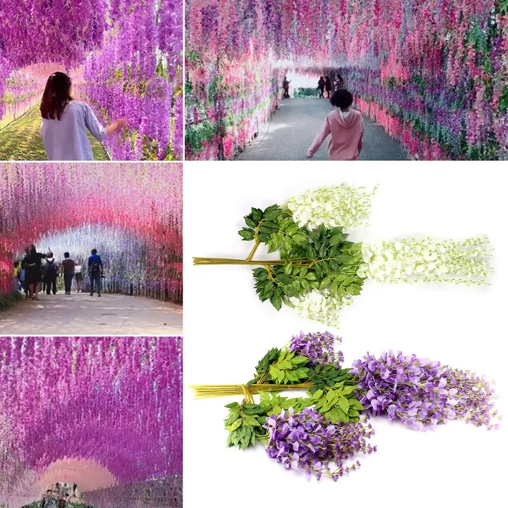 12x110cm 12pcs Bunches Of Artificial Wisteria Vine Silk Wisteria Garden Hanging Flower Plant Vine Weddinghome Garden Decoration
12x110cm 12pcs Bunches Of Artificial Wisteria Vine Silk Wisteria Garden Hanging Flower Plant Vine Weddinghome Garden Decoration