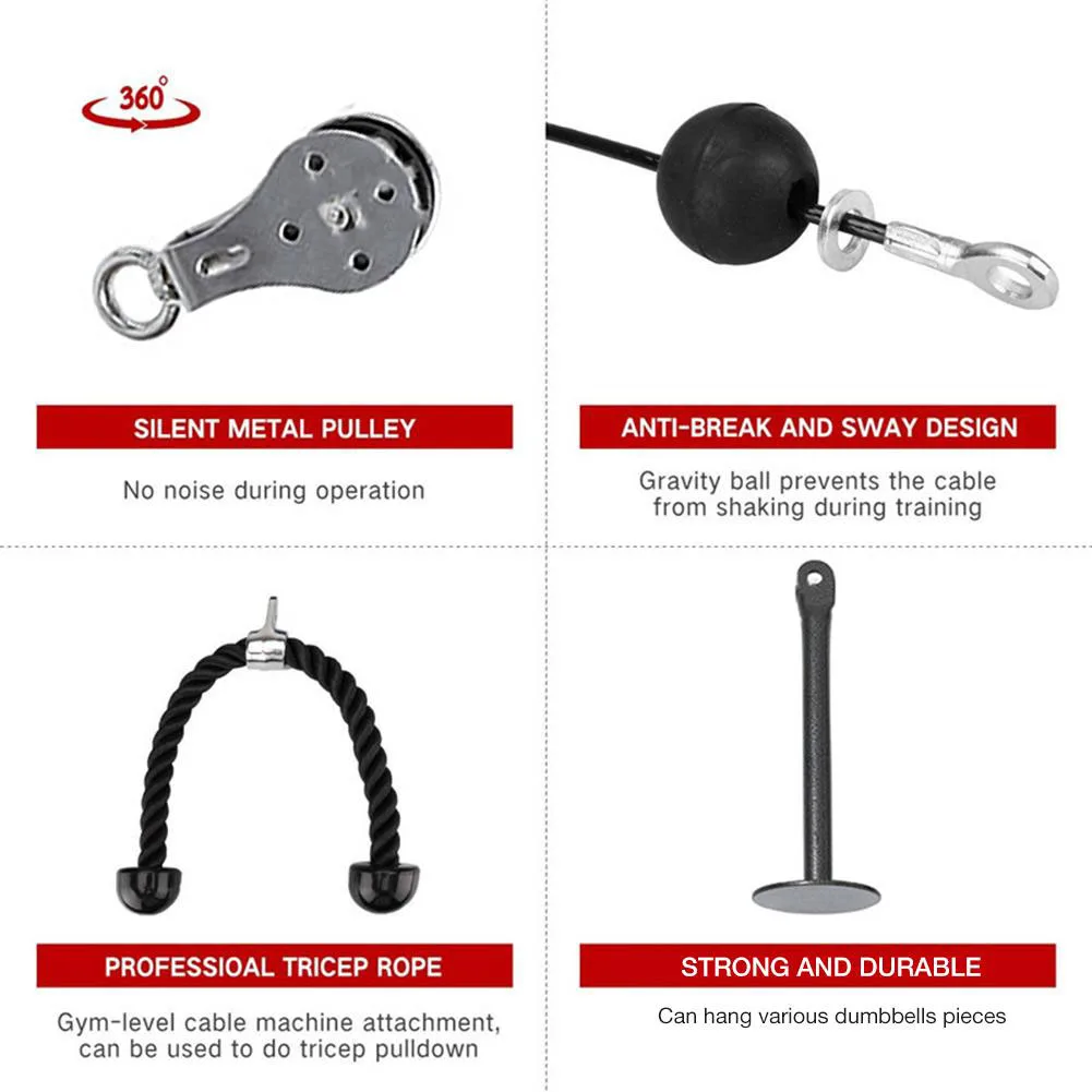 Arm Biceps Triceps Portable Lifting Ttachment System Home Gym Travel Non Slip Fitness DIY Pulley Cable Machine Workout Equipment 
Arm Biceps Triceps Portable Lifting Ttachment System Home Gym Travel Non Slip Fitness DIY Pulley Cable Machine Workout Equipment