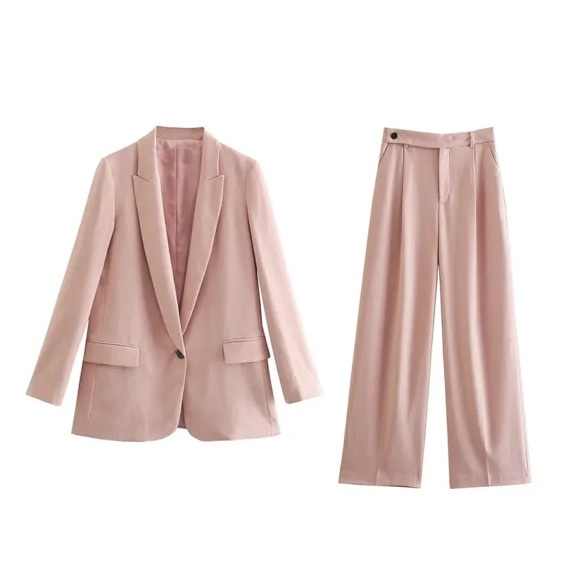 ZA 2021 autumn new women's clothing elegant European and American style button ornament suit coat wide tube trousers suit
ZA 2021 autumn new women's clothing elegant European and American style button ornament suit coat wide tube trousers suit