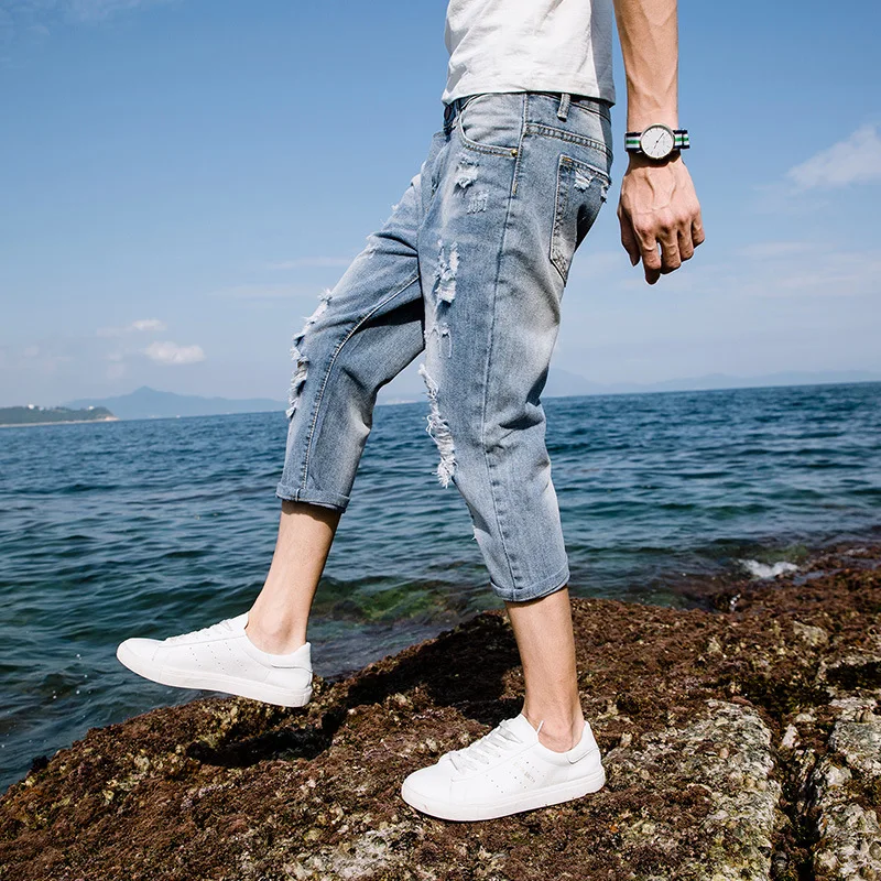 Summer Thin Men's Jeans Ripped Decoration Personality Fashion Loose Washable Stretchy Breathable Male Denim Pants
Summer Thin Men's Jeans Ripped Decoration Personality Fashion Loose Washable Stretchy Breathable Male Denim Pants