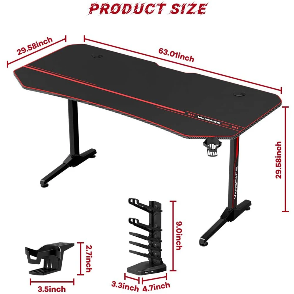 63 Inch Ergonomic Gaming Desk E-sports Computer Table PC Desk Gamer Tables Workstation with USB Gaming Handle Rack&Mouse Pad
63 Inch Ergonomic Gaming Desk E-sports Computer Table PC Desk Gamer Tables Workstation with USB Gaming Handle Rack&Mouse Pad
