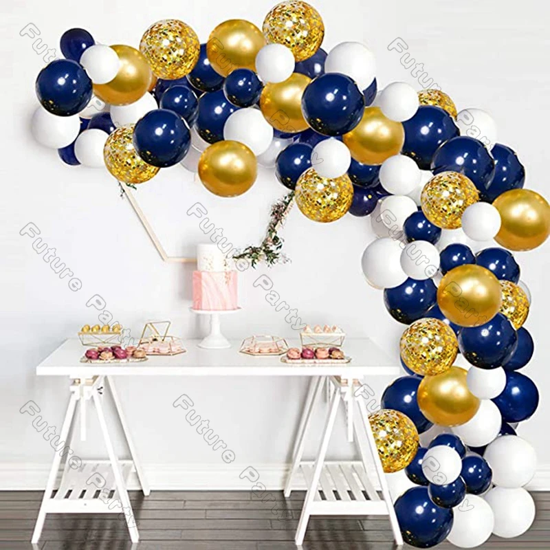 

120pcs Nave Blue Balloons Arch Kit Confetti Gold White Garland Ballon Birthday Party Baby Shower Wedding Decoration Supplies