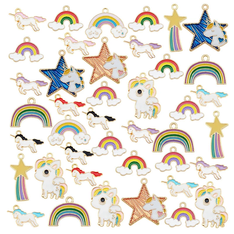 Julie Wang 13PCS Enamel Mixed Unicorn Rainbow Charms Star Pendants Alloy Necklace Bracelet Jewelry Making Accessory
Julie Wang 13PCS Enamel Mixed Unicorn Rainbow Charms Star Pendants Alloy Necklace Bracelet Jewelry Making Accessory