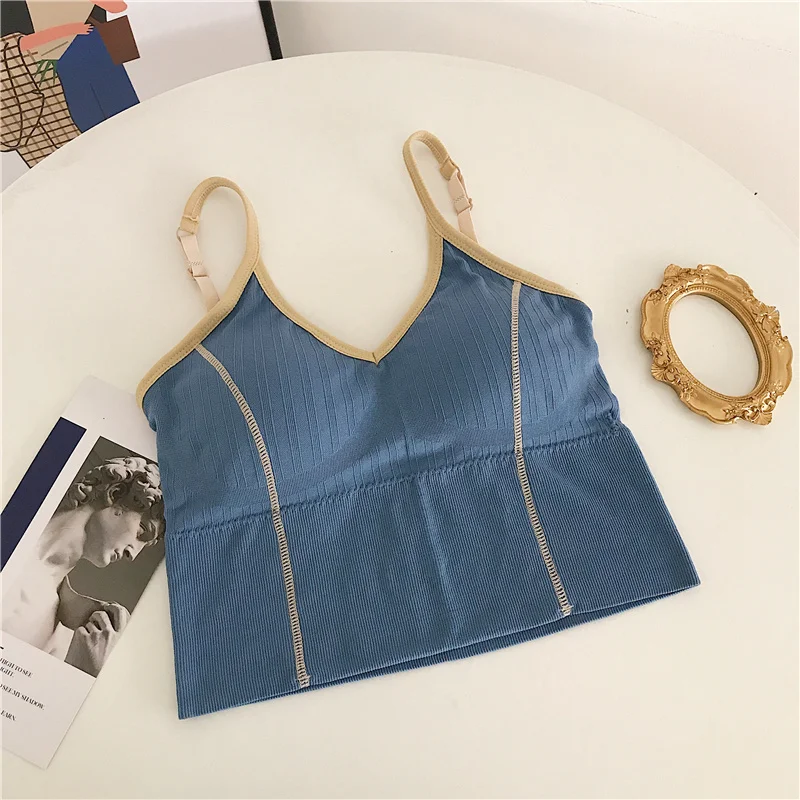 Tank Tops Women Summer New V Neck Slim Low-cut Backless Solid Short Camisole Female Bright Line Decoration Thin Cropped Feminino
Tank Tops Women Summer New V Neck Slim Low-cut Backless Solid Short Camisole Female Bright Line Decoration Thin Cropped Feminino
