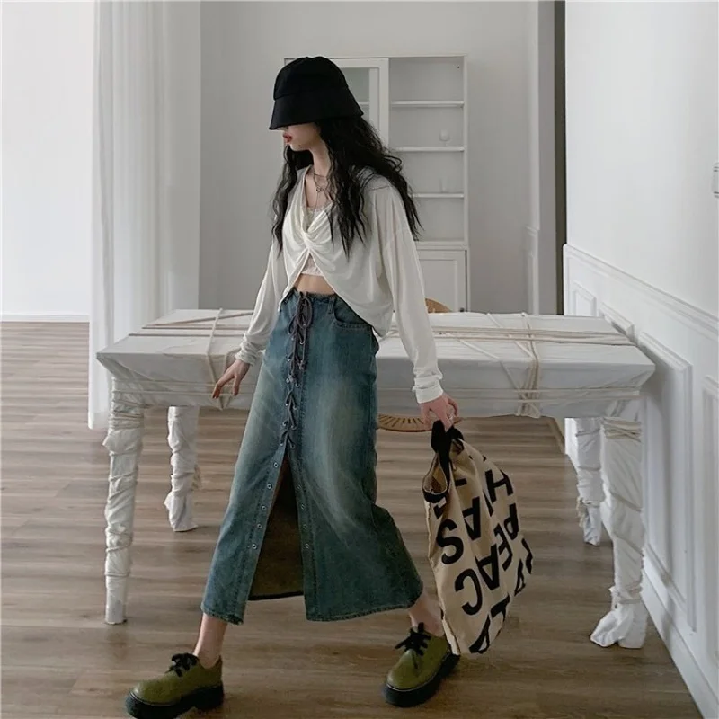 Fashion Spring and Autumn Sexy Retro Strap High Waist Fishtail Cowboy Bust Straight Skirt Temperament Long Skirts for Women
Fashion Spring and Autumn Sexy Retro Strap High Waist Fishtail Cowboy Bust Straight Skirt Temperament Long Skirts for Women