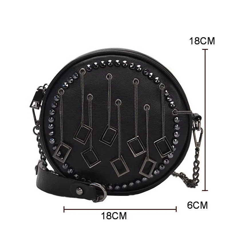 Diinovivo Punk Rivet Crossbody Shoulder Bag Small Round Shape Black Bag Chain Mini Women Bag Lady Messenger Bag Vintage WHDV1624
Diinovivo Punk Rivet Crossbody Shoulder Bag Small Round Shape Black Bag Chain Mini Women Bag Lady Messenger Bag Vintage WHDV1624