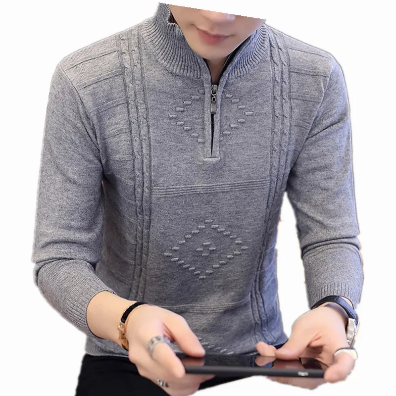 Turtleneck Mens Sweaters Pullovers Winter Stand Collar Zipper Slim Fit Thick Warm Casual Knitting Warm Knitwear Pullover
Turtleneck Mens Sweaters Pullovers Winter Stand Collar Zipper Slim Fit Thick Warm Casual Knitting Warm Knitwear Pullover