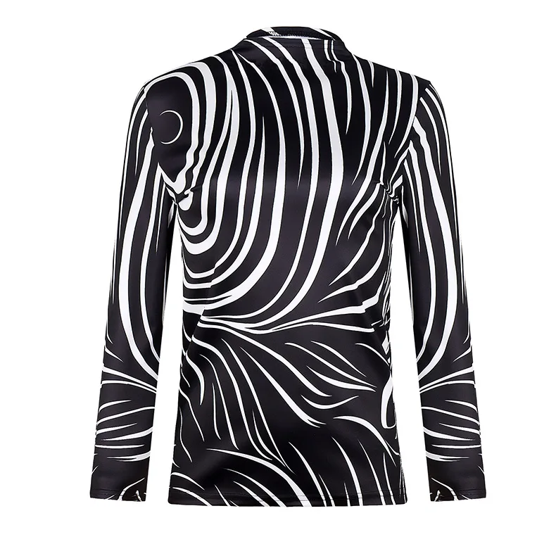 Slim T-Shirt Turtleneck Long Sleeve Spring Autumn Zebra Print Thin Tops Breathable Striped Spiral Tshirt Female Sexy Streetwear
Slim T-Shirt Turtleneck Long Sleeve Spring Autumn Zebra Print Thin Tops Breathable Striped Spiral Tshirt Female Sexy Streetwear