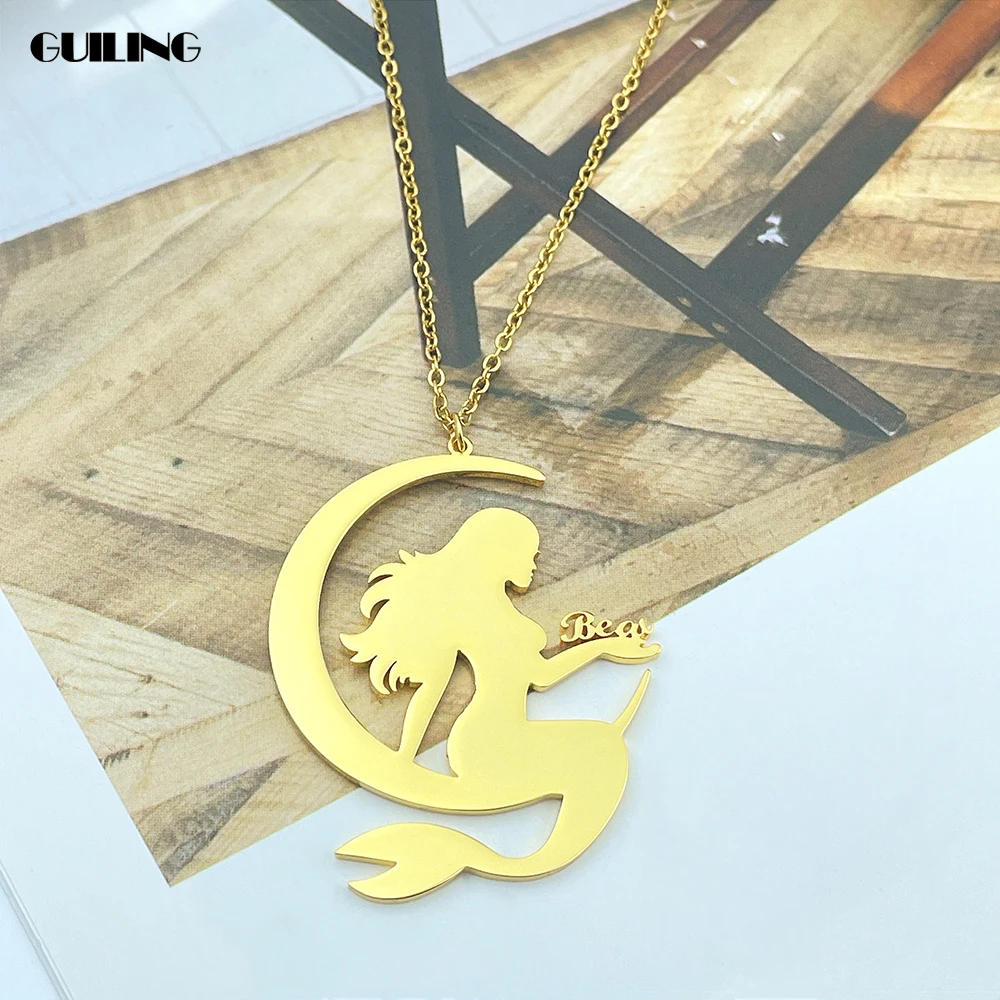Dainty Moon Mermaid Nameplate Necklace Women First Name Chain Custom Stainless Steel Jewelry Personalized Necklace Christmas
Dainty Moon Mermaid Nameplate Necklace Women First Name Chain Custom Stainless Steel Jewelry Personalized Necklace Christmas