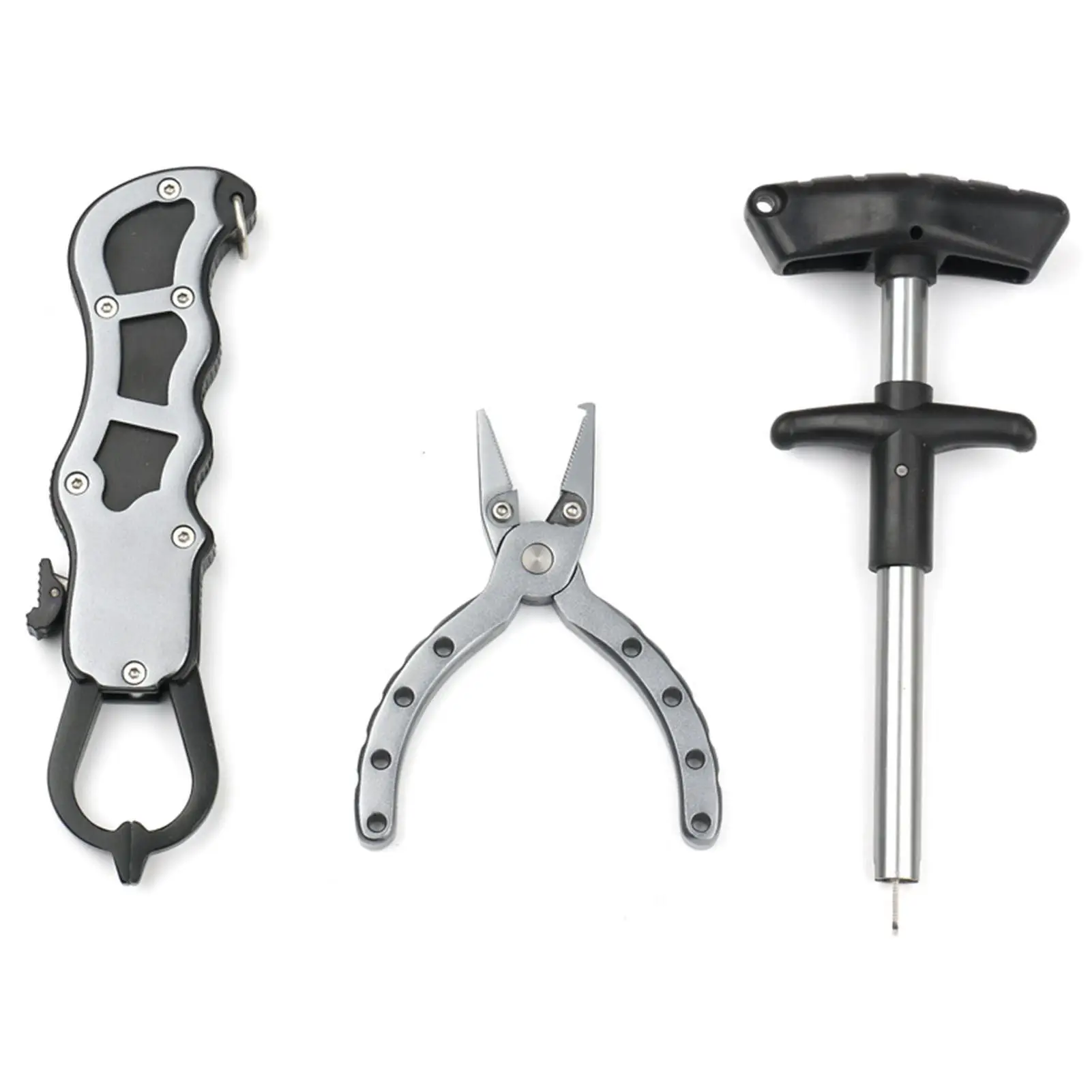 3Pcs/Set Portable Multifunction Fishing Pliers Aluminum Alloy Scissors with Squeeze Puller Handle Hook Remover Fish Gripper Kit 
3Pcs/Set Portable Multifunction Fishing Pliers Aluminum Alloy Scissors with Squeeze Puller Handle Hook Remover Fish Gripper Kit