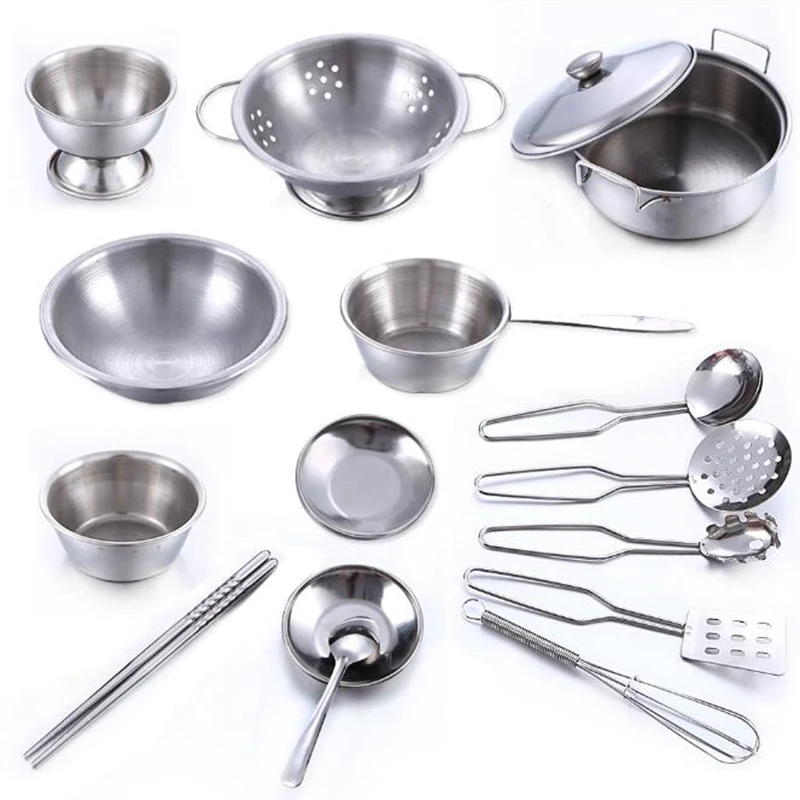 16pcs/Set Stainless Steel Kids House Kitchen Toys Cooking Cookware Pots Pan Children Pretend Play Kitchen Playset
16pcs/Set Stainless Steel Kids House Kitchen Toys Cooking Cookware Pots Pan Children Pretend Play Kitchen Playset