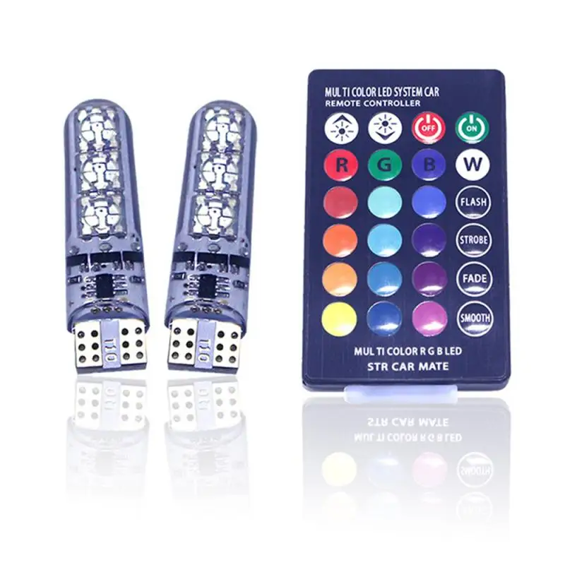 2pcs T10 Led 194 168 W5W 5050 SMD RGB Car Dome Reading Light Automobiles Wedge Lamp RGB LED Bulb With Remote Controller
2pcs T10 Led 194 168 W5W 5050 SMD RGB Car Dome Reading Light Automobiles Wedge Lamp RGB LED Bulb With Remote Controller