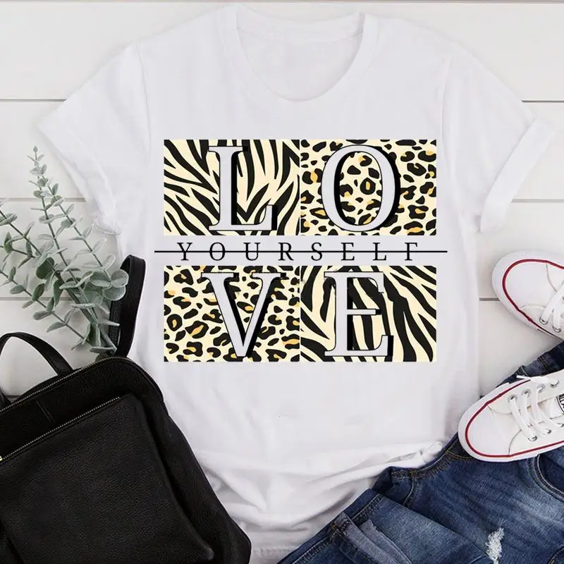 Leopard Love Yourself Print Women T Shirt Short Sleeve O Neck Loose Women Tshirt Ladies Fashion Tee Shirt Tops Camisetas Mujer
Leopard Love Yourself Print Women T Shirt Short Sleeve O Neck Loose Women Tshirt Ladies Fashion Tee Shirt Tops Camisetas Mujer